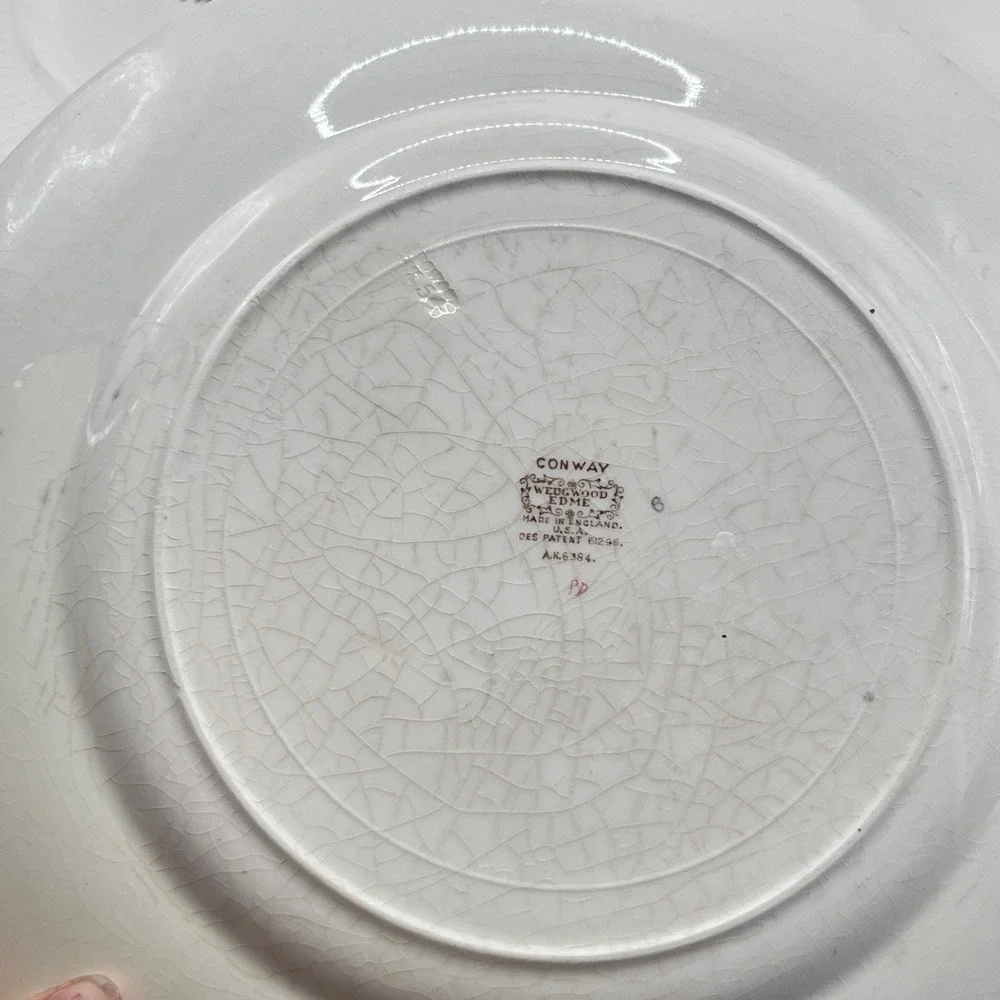 Wedgwood Edme Conway Dinner Plates Set of 5 Floral Ribbed Creamware England